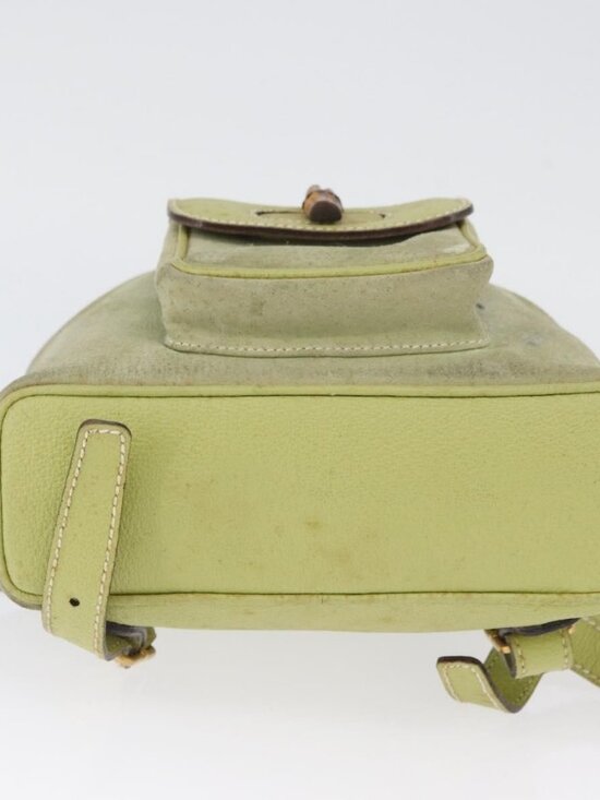 GUCCI Bamboo Backpack Suede Green Gold 003 2058 0030 Auth AMZ374 main image 10
